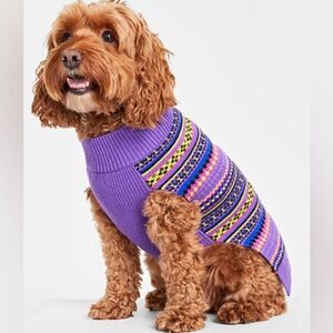 NWT Holiday Lane Purple Fair Isle Dog Sweater